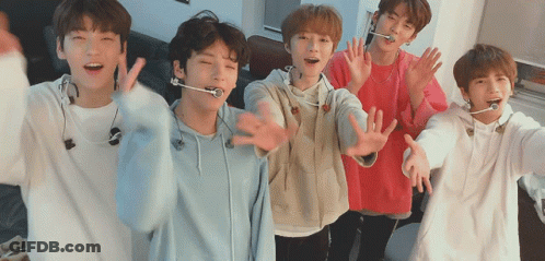 Group Of Men Holding Microphones With Fan GIF