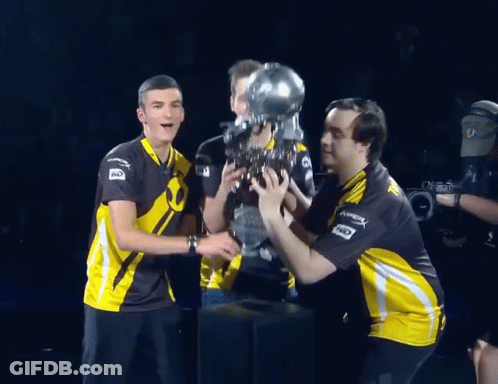 Group Of Men Holding Trophy Saying HyperX GIF
