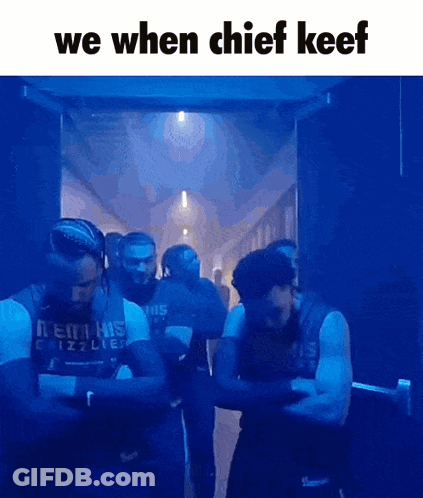 Group Of Men In Dark Hallway Saying We When Chief Keef GIF