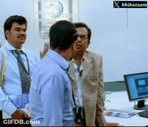 Group Of Men In Front Of Computer With X Bhibatsam Sign GIF