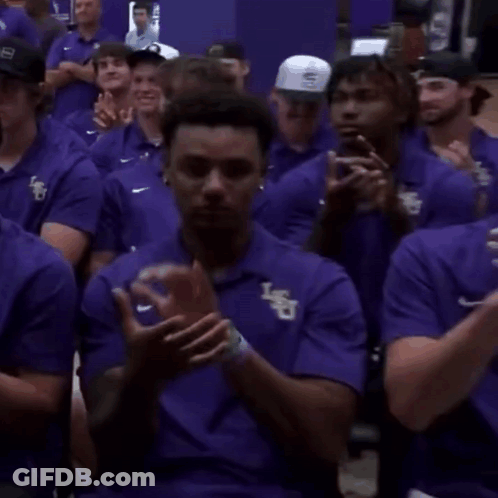 Group Of Men In Purple LSU Polo Shirts GIF