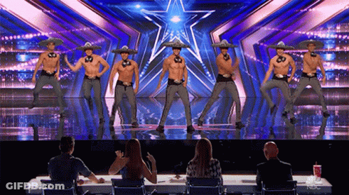 Group Of Men In Sombrero Hats Dancing On Stage GIF