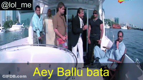 Group Of Men On Boat With Aey Ballu Bata GIF