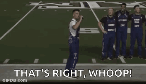 Group Of Men On Football Field Saying That's Right Whoop GIF
