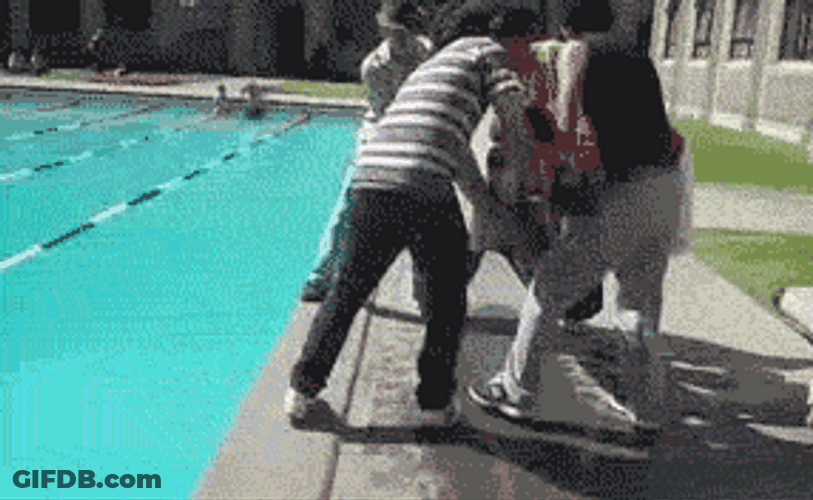 Group Of Men Pool Trick Fails GIF
