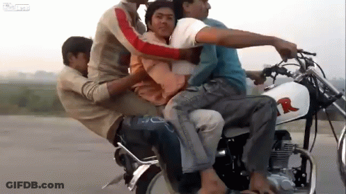 Group Of Men Riding Motorcycle With Letter R GIF