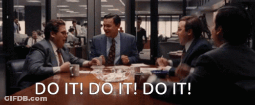 Group Of Men Sitting Around Table Saying Do It GIF