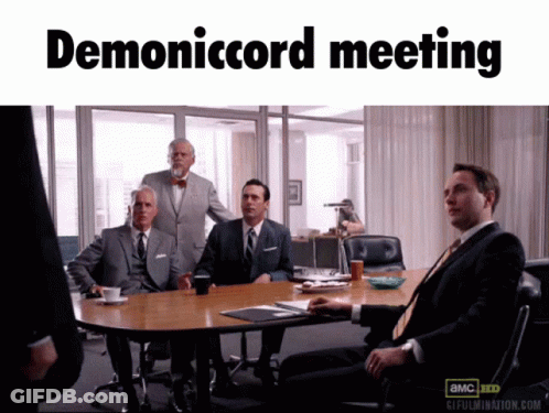Group Of Men Sitting At Table Demonicord Meeting GIF