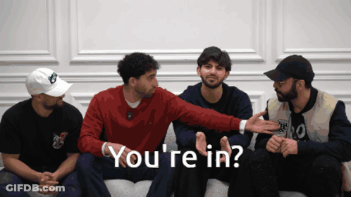 Group Of Men Sitting On Couch Saying You're In GIF