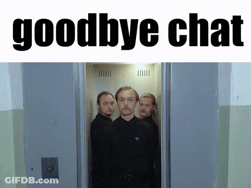 Group Of Men Standing In Elevator Goodbye Chat GIF