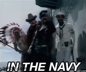 Group Of Men Standing Next To Each Other Saying In The Navy GIF