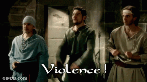 Group Of Men Standing With Word Violence GIF