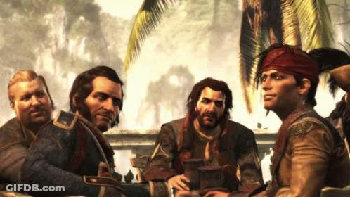 Group Of Men Talking At Table GIF