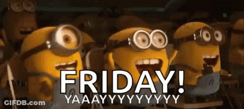 Group Of Minions Saying Friday GIF