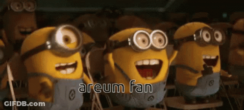 Group Of Minions With Mouths Open Saying Areum Fan GIF