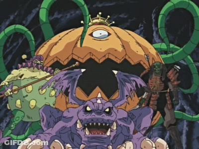 Group Of Monsters With Crowned One GIF