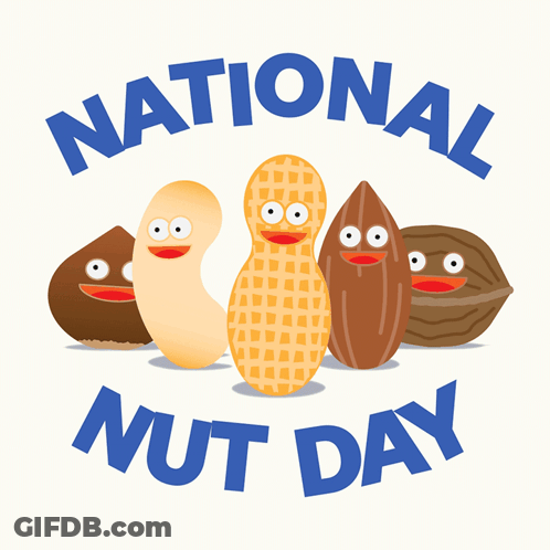Group Of Nuts With Faces For National Nut Day GIF