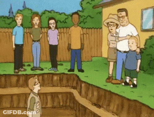 Group Of People Around Hole In Ground GIF