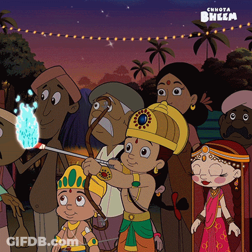 Group Of People Cartoon Saying Bheem GIF