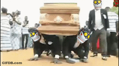 Group Of People Dancing Around Coffin GIF