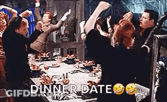Group Of People Dancing Around Table Dinner Date GIF