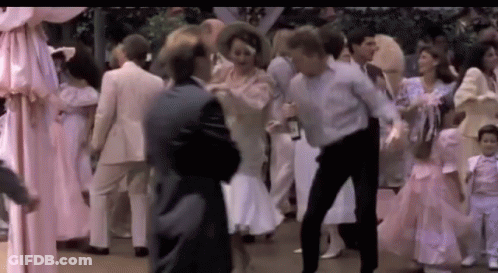 Group Of People Dancing At Wedding Reception GIF