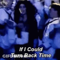 Group Of People Dancing If I Could Turn Back Time GIF
