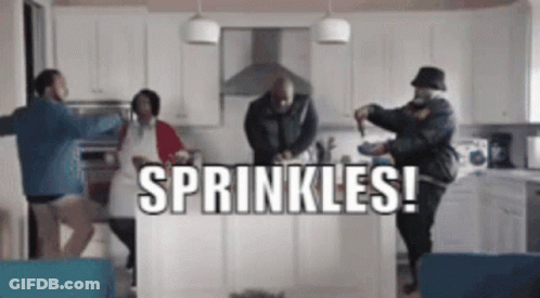 Group Of People Dancing In Kitchen Sprinkles GIF