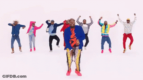 Group Of People Dancing On Pink Background GIF