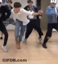 Group Of People Dancing On Wooden Floor GIF