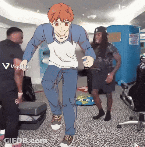 Group Of People Dancing With Warning Sign GIF