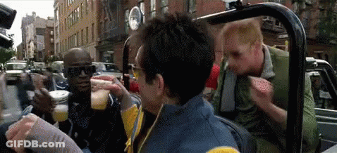 Group Of People Eating And Drinking In Car GIF
