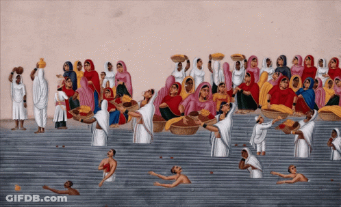Group Of People Gathered On Stairs GIF