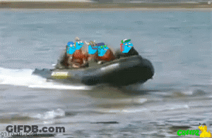 Group Of People In A Boat With Gifbin.com Logo GIF