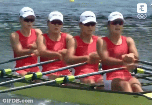 Group Of People In Boat Saying Team GIF