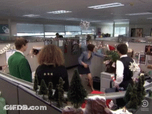 Group Of People In Christmas Office Cubicle #Halfxmas GIF
