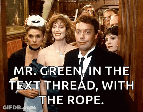 Group Of People In Doorway Mr Green Rope Text Thread GIF