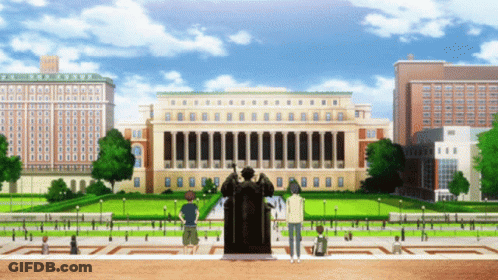 Group Of People In Front Of Building GIF