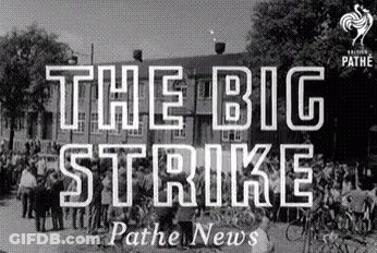 Group Of People In Front Of Building The Big Strike Pathe News GIF