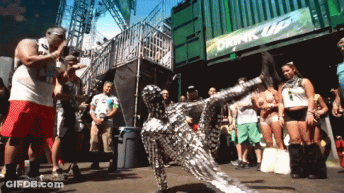 Group Of People In Front Of Drink Up Sign GIF