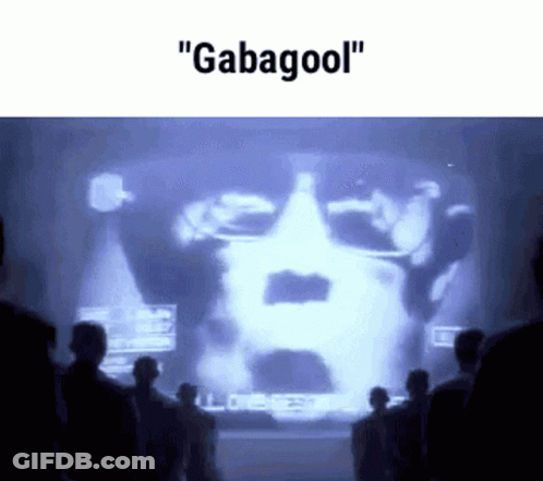 Group Of People In Front Of Screen Saying Gabagool GIF