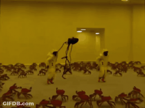Group Of People In Front Of Yellow Wall GIF