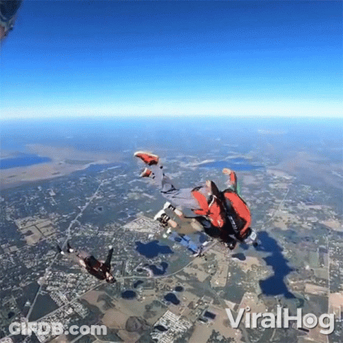 Group Of People Jumping Out Of Plane With Viralhog GIF