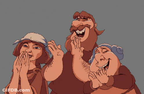 Group Of People Laughing With Hands On Mouths GIF