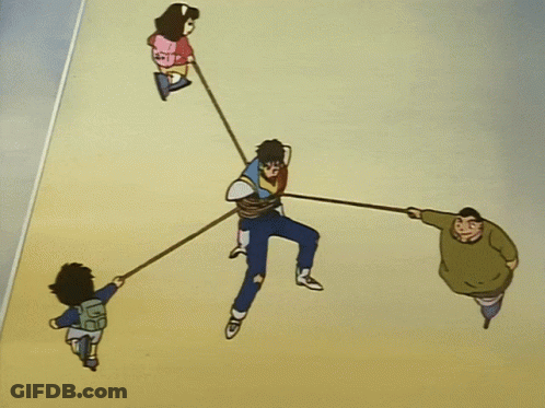 Group Of People Led By Dogs GIF