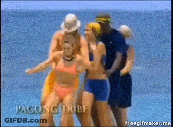 Group Of People On Beach With Pacing Tribe GIF