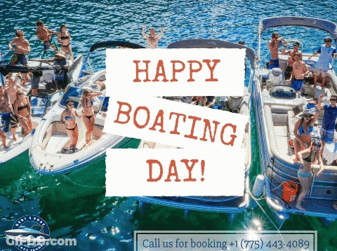 Group Of People On Boats Happy Boating Day GIF
