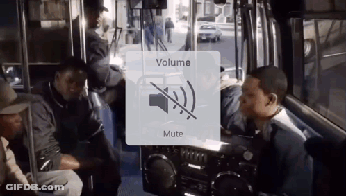 Group Of People On Bus With Mute Icon GIF