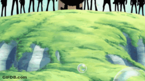 Group Of People On Hill With Bubble GIF