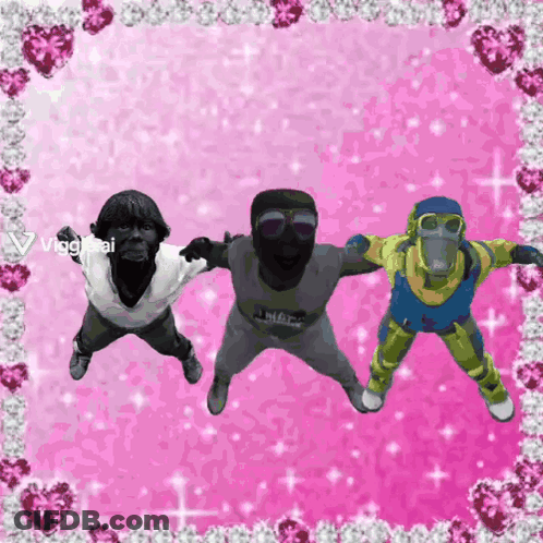 Group Of People On Pink Background With Vlogzai GIF